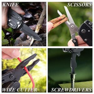 RoverTac Multitool Knife Camping Survival Knife Unique Gifts for Men Dad Husband 18 in 1 Multitools Knife Pliers Scissors Saw Corkscrew Bottle Opener 9-Pack Screwdrivers with Safety Lock Nylon Sheath