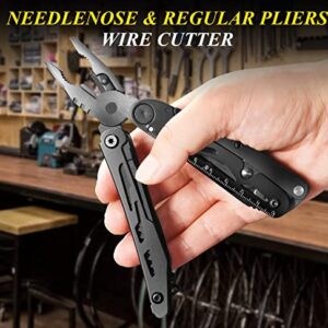 RoverTac Multitool Knife Camping Survival Knife Unique Gifts for Men Dad Husband 18 in 1 Multitools Knife Pliers Scissors Saw Corkscrew Bottle Opener 9-Pack Screwdrivers with Safety Lock Nylon Sheath