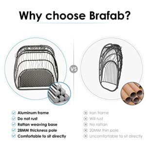 Brafab Luxury X-Large Double Egg Swing Chair 2 Person Hanging Chair Hand Made Rattan Wicker Hammock Chair with Stand and UV Resistant Grey Cushion, Aluminum Frame, for Outdoor Garden Patio Porch