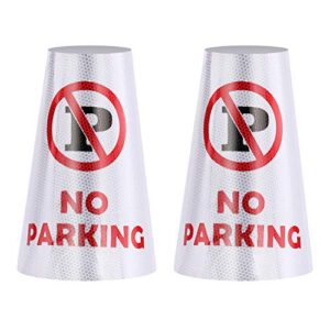 battife 2 pack no parking reflective collars for traffic safety cones, high visible signs for driveway road outdoor use [cone not include]