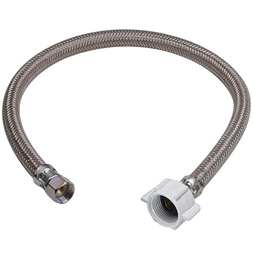 EZ-Fluid 9" Toilet Water Supply Connector, Braided Stainless Steel - 3/8“ Female Compression Thread x 7/8” Female Ballcock Thread 9-Inch Toilet Water Connectors Hose (1-PACK)