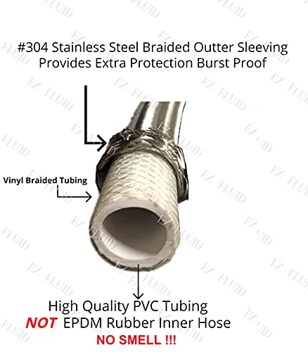 EZ-Fluid 9" Toilet Water Supply Connector, Braided Stainless Steel - 3/8“ Female Compression Thread x 7/8” Female Ballcock Thread 9-Inch Toilet Water Connectors Hose (1-PACK)