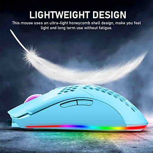 Wired Keyboard and Mouse Combo,87 Keys Compact Multicolour Backlit Keyboard and 6 RGB Lighting Gaming Mice 6400 DPI for Windows PC Gamers (Blue)