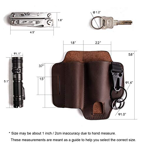 Gentlestache Leather Sheath for Leatherman Multitool Sheath EDC Pocket Organizer with Key Holder for Belt and Flashlight Sheath Multitool Pouch