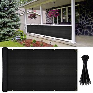 lvydec balcony privacy screen cover, 16.5' x 3.5' privacy screen fence for porch deck garden backyard patio, waterproof and uv-resistant (black)