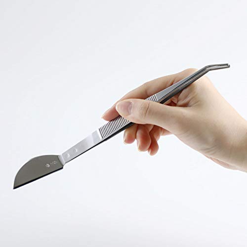 Wazakura Bonsai Curved Tip Tweezer with Spatula MADE IN JAPAN 8-1/4in(210mm) Stainless Steel