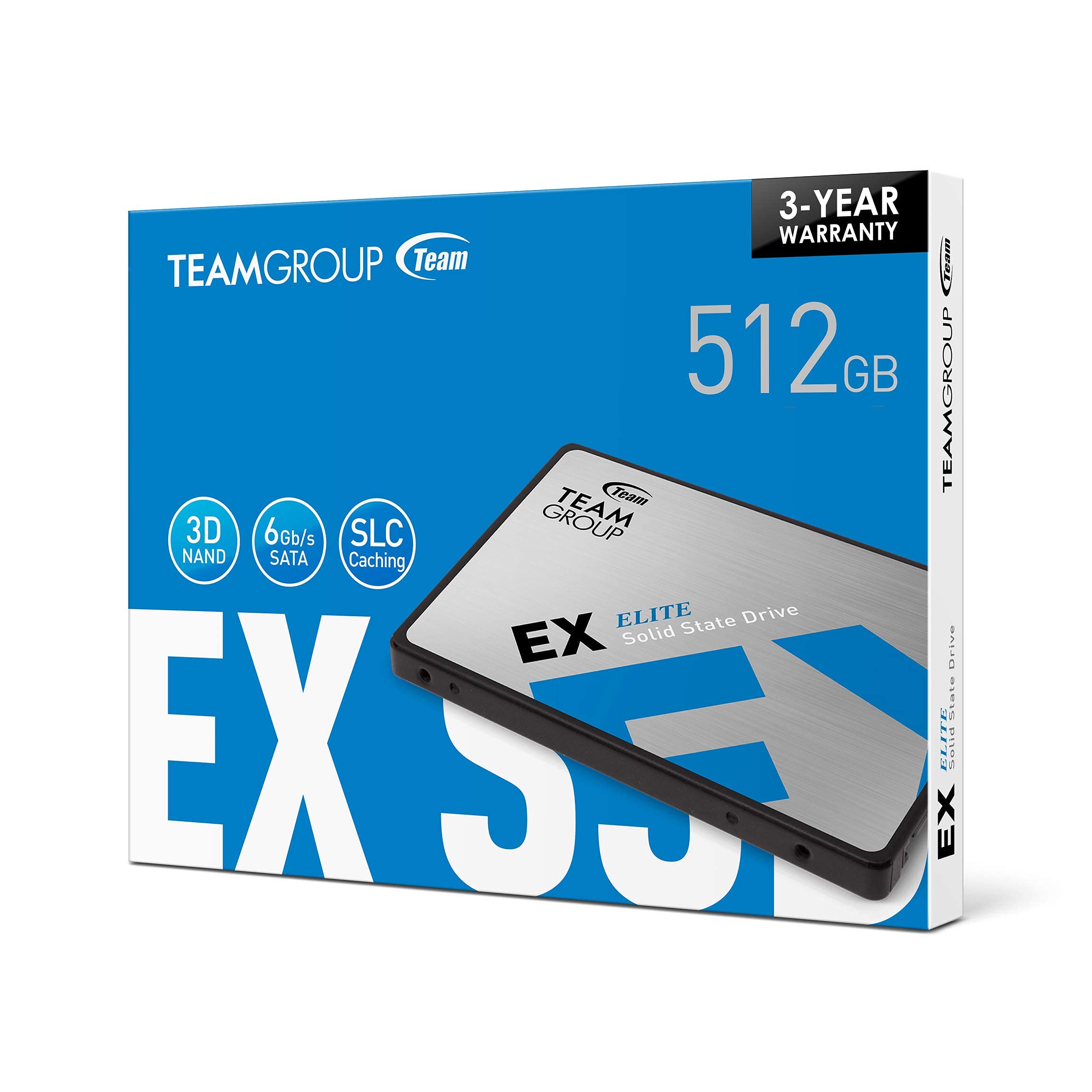 TEAMGROUP EX2 512GB 3D NAND TLC 2.5 Inch SATA III Internal Solid State Drive SSD (Read/Write Speed up to 550/520 MB/s) Compatible with Laptop & PC Desktop T253E2512G0C101