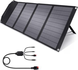 rockpals upgraded foldable solar panel 100w with kickstand, parallel supported, qc 3.0 and usb-c, portable solar panels for jackery/anker/flashfish/bluetti/goal zero/rockpals power station