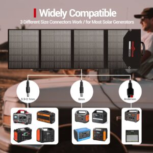 ROCKPALS Upgraded Foldable Solar Panel 100W with Kickstand, Parallel Supported, QC 3.0 and USB-C, Portable Solar Panels for Jackery/Anker/FlashFish/Bluetti/Goal Zero/Rockpals Power Station