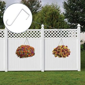 JOYSEUS 12pcs Vinyl Fence Hooks, 2 x 6 Inches Patio Hooks, White Powder Coated Steel Fence Hooks Hangers for Hanging Plants, Lights, Pool Equipment…