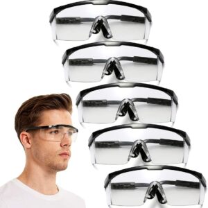 hanchs safety goggles,5pcs adjustable wide-vision protective glasses, lightweight fog-proof safety glasses (black)