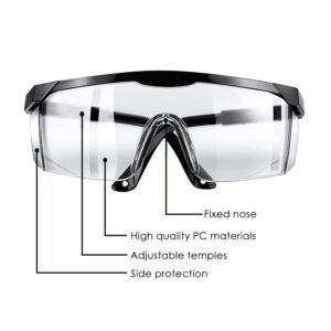 HANCHS Safety Goggles,5PCS Adjustable Wide-Vision Protective Glasses, Lightweight Fog-Proof Safety Glasses (Black)