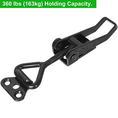 8PCS Adjustable Toggle Clamp 360 lbs Holding Capacity Toggle Latch Hasp Clamp GH-4001 Lockable Quick Release Pull Latch Black Metal Draw Latch for Door, Box Case Trunk, Smoker Door, Jig