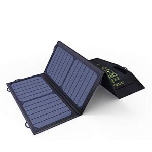 AIZYR Foldable 21W Solar Panel Charger, Lightweight Camping Gear Solar Powered Charger with 2 USB Port for Portable Power Station Generator and USB Devices