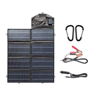 aizyr 50w portable foldable solar panel charger, waterproof controller solar suitcase with crocodile clip and dual usb outputs for portable generator power
