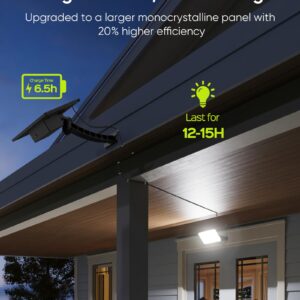 JACKYLED Solar Lights Outdoor 299 LED 1000 Lumens Bright Solar Wall Spotlight with 4000mAh Battery IP65 Waterproof Dusk to Dawn Auto Lighting for Front Door Balcony Shop Barn Garage (Black, 2-Pack)