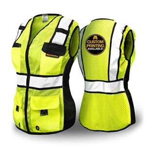 kwiksafety - charlotte, nc - roadboss economy safety vest for women [snug-fit] 10 pockets class 2 high visibility reflective tape ansi osha hi viz construction work gear/yellow medium