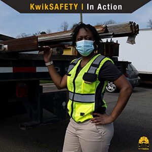 KwikSafety - Charlotte, NC - RoadBOSS Economy Safety Vest for Women [SNUG-FIT] 10 Pockets Class 2 High Visibility Reflective Tape ANSI OSHA Hi Viz Construction Work Gear/Yellow Medium