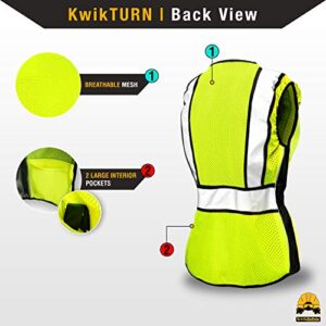 KwikSafety - Charlotte, NC - RoadBOSS Economy Safety Vest for Women [SNUG-FIT] 10 Pockets Class 2 High Visibility Reflective Tape ANSI OSHA Hi Viz Construction Work Gear/Yellow Medium