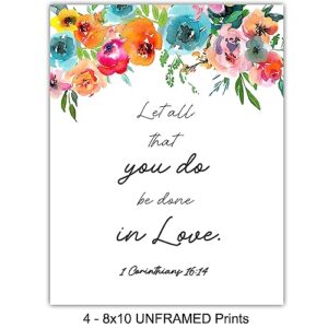 Inspirational Quotes Wall Decor - Bible Verse Wall Art - Religious Scripture Wall Decor - Christian Wall Art - Unique Gift for Women - Blessed Wall Decor - 8x10 Motivational Wall Art Posters