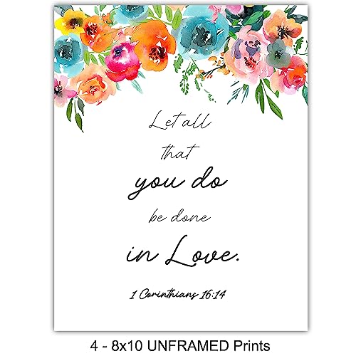 Inspirational Quotes Wall Decor - Bible Verse Wall Art - Religious Scripture Wall Decor - Christian Wall Art - Unique Gift for Women - Blessed Wall Decor - 8x10 Motivational Wall Art Posters