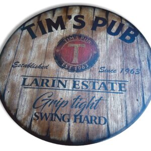 Personalized Table Top Inspired by Old Whiskey & Wine Barrel Lids, Custom Gifts for Men, Rustic Living Room Home Bar Man Cave Wood Furniture, Size 16/20/24/30/36/40/42/46 Inch