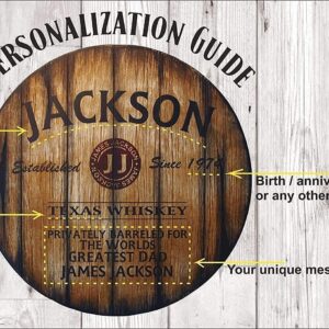 Personalized Table Top Inspired by Old Whiskey & Wine Barrel Lids, Custom Gifts for Men, Rustic Living Room Home Bar Man Cave Wood Furniture, Size 16/20/24/30/36/40/42/46 Inch