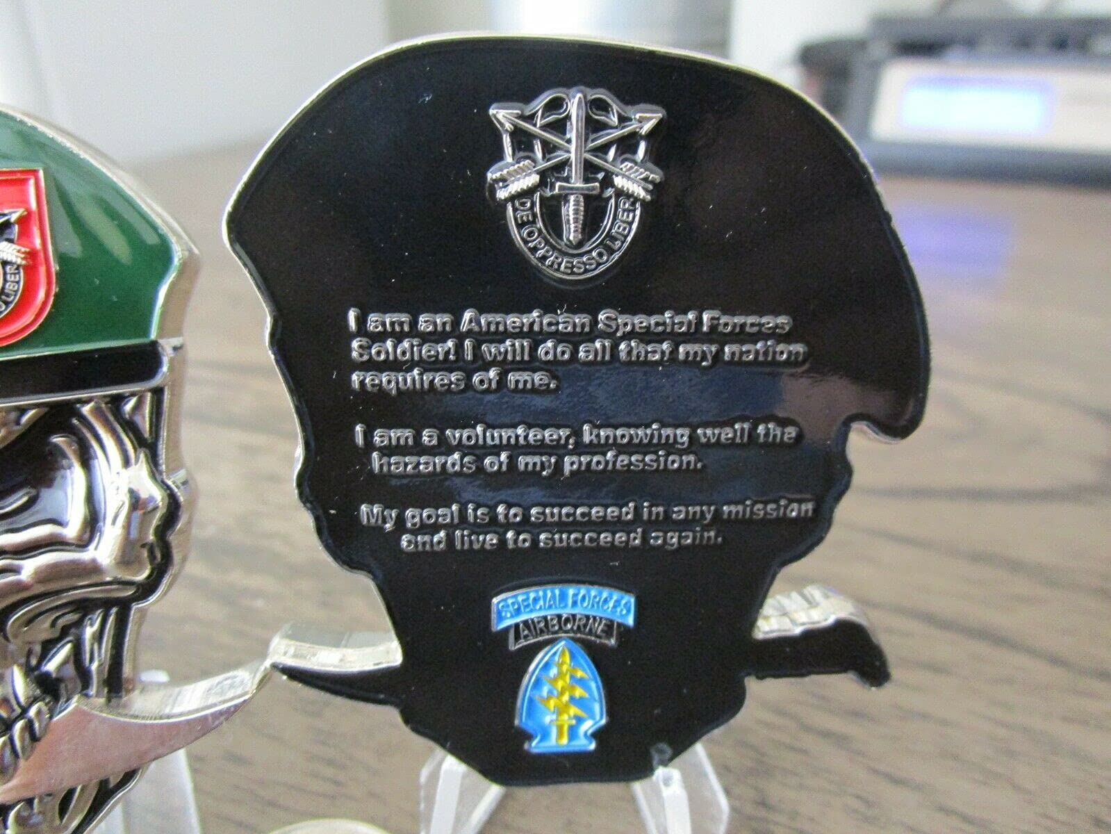 United States Army 7th Special Forces Group Green Berets Creed 7th SFG (A) Reapers Skull Challenge Coin