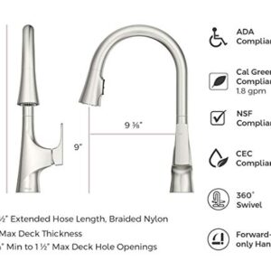 Pfister Norden Kitchen Faucet with Pull Down Sprayer, Single Handle, High Arc, Stainless Steel Finish, GT529NRS