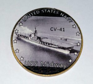 us navy uss midway cv-41 colorized challenge art coin