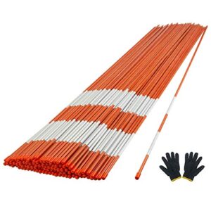 yoheer driveway markers, 32 pcs snow stakes 5/16" snow poles with white reflective film , snow plow markers, snow poles