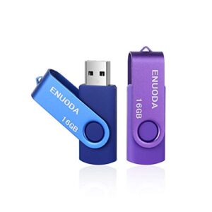 enuoda 16gb usb flash drive 2 pack thumb drives 16gb usb 2.0 memory stick jump drive pen drive for storage and backup (blue purple)