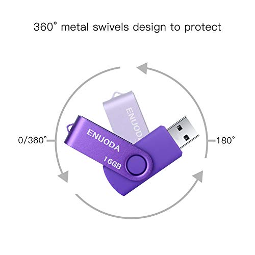 ENUODA 16GB USB Flash Drive 2 Pack Thumb Drives 16GB USB 2.0 Memory Stick Jump Drive Pen Drive for Storage and Backup (Blue Purple)