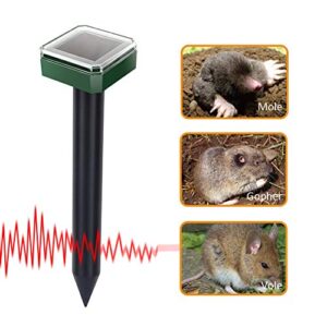 TM Marketplace Solar Sonic Mole Repellent 4 Pack Gopher Repellent Groundhog Detergent Protect Outdoor Lawn and Garden