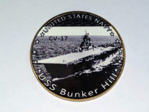 us navy uss bunker hill cv-17 colorized challenge art coin