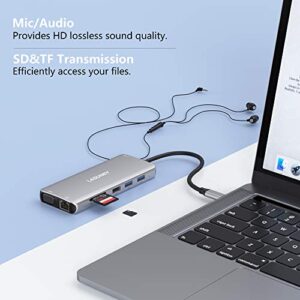Lasuney Triple Display 12 in 1 USB C Docking Station Dock with 2 HDMI & VGA, PD3.0, Ethernet, SD TF Card Reader, 4 USB Port, Mic/Audio, Type C Adapter Hub Compatible for MacBook/Dell/HP/Lenovo Laptops