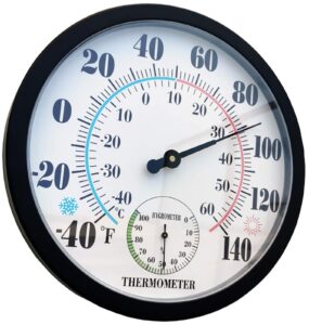 indoor outdoor thermometer large wall thermometer-hygrometer waterproof does not require battery (black)