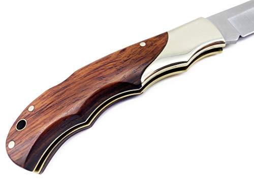Herbertz Classic Gentleman Edition Pocket Folding Knife: Handcrafted Cocobolo Wood, Nickel Silver and Brass Handle, 440 Steel Super Blade, Germany Brand, Collectible for Outdoor Everyday Carry