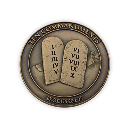 Ten Commandments Coin, I Am The Lord Your God, Exodus 20:1-7. Token to Keep God’s Commands in Your Pocket or Purse. Antique Gold-Color Plated Challenge Coin. Handout for Sunday School or Bible Study.