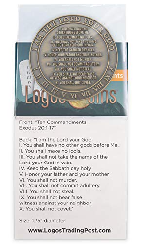 Ten Commandments Coin, I Am The Lord Your God, Exodus 20:1-7. Token to Keep God’s Commands in Your Pocket or Purse. Antique Gold-Color Plated Challenge Coin. Handout for Sunday School or Bible Study.