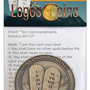 Ten Commandments Coin, I Am The Lord Your God, Exodus 20:1-7. Token to Keep God’s Commands in Your Pocket or Purse. Antique Gold-Color Plated Challenge Coin. Handout for Sunday School or Bible Study.