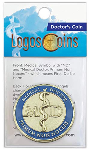 Medical Doctor Psalm 91 Challenge Coins, Gift for Doctors, Men & Women, The Lord is My Refuge & My Fortress, Primum Non Nocere - First Do No Harm. Pocket Token of Peace and Protection