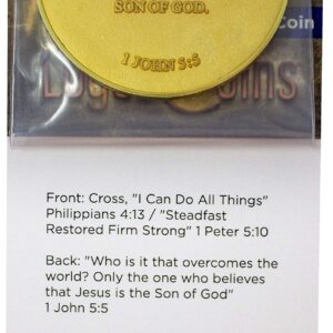 Collectible Christian Coin, for Men and Boys “I Can Do All Things” Philippians 4:13, Overcomers, Steadfast, Restored, Firm, Strong Sentiment. 2" Gold Plated Challenge Coin. Overcoming The World