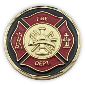 firefighters coin, firefighter challenge coin, pocket token of appreciation and protection. “my god, in whom i trust”. gold-color plated challenge coin. firefighter souvenir, psalm 91 gift