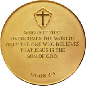 Collectible Christian Coin, for Men and Boys “I Can Do All Things” Philippians 4:13, Overcomers, Steadfast, Restored, Firm, Strong Sentiment. 2" Gold Plated Challenge Coin. Overcoming The World