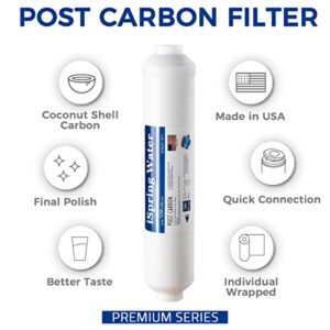 iSpring FT15US Premium Inline Activated Post Carbon Replacement Water Filter Cartridge with Quick Connect for Under Sink Reverse Osmosis RO System, Made in USA, 1 Count (Pack of 1)