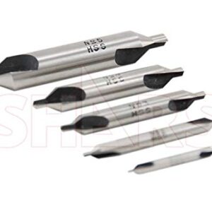 Shars 5 Pcs Center Drill & Countersink Bit Tooling Set #1-5, 60° HSS 404-1358 P{