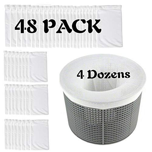 ONWISE Pool Skimmer Socks, 48 Pack Pool Filter Socks Skimmer Bags - Perfect Savers for Filters, Baskets and Skimmers Cleans Debris for In-Ground and Above Ground Pools (48 Pack)