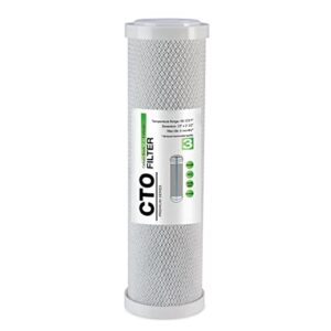 ispring fc15us premium universal high capacity coconut shell activated carbon block cto filter replacement cartridge for reverse osmosis ro under sink water filtration systems, 10" x 2.5", made in usa