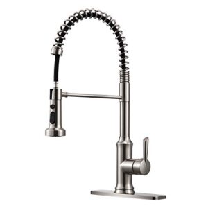 kitchen faucet with pull down sprayer spring brushed nickel commercial single handle gooseneck stainless steel pull out kitchen sink faucet wasserrhythm